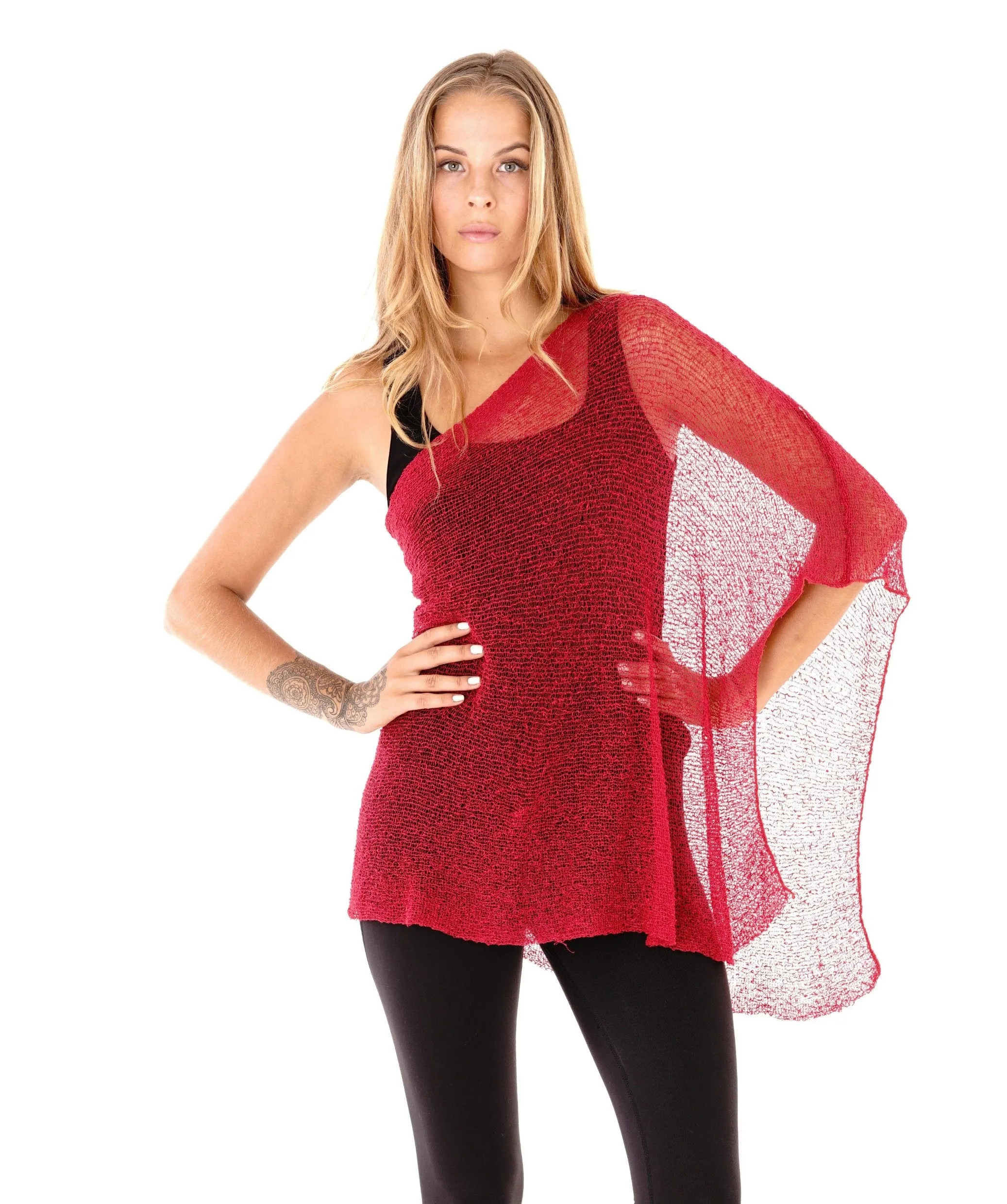 SHU-SHI Womens Sheer Knit Poncho Shrug Lightweight Cover Up One Size Fits Most