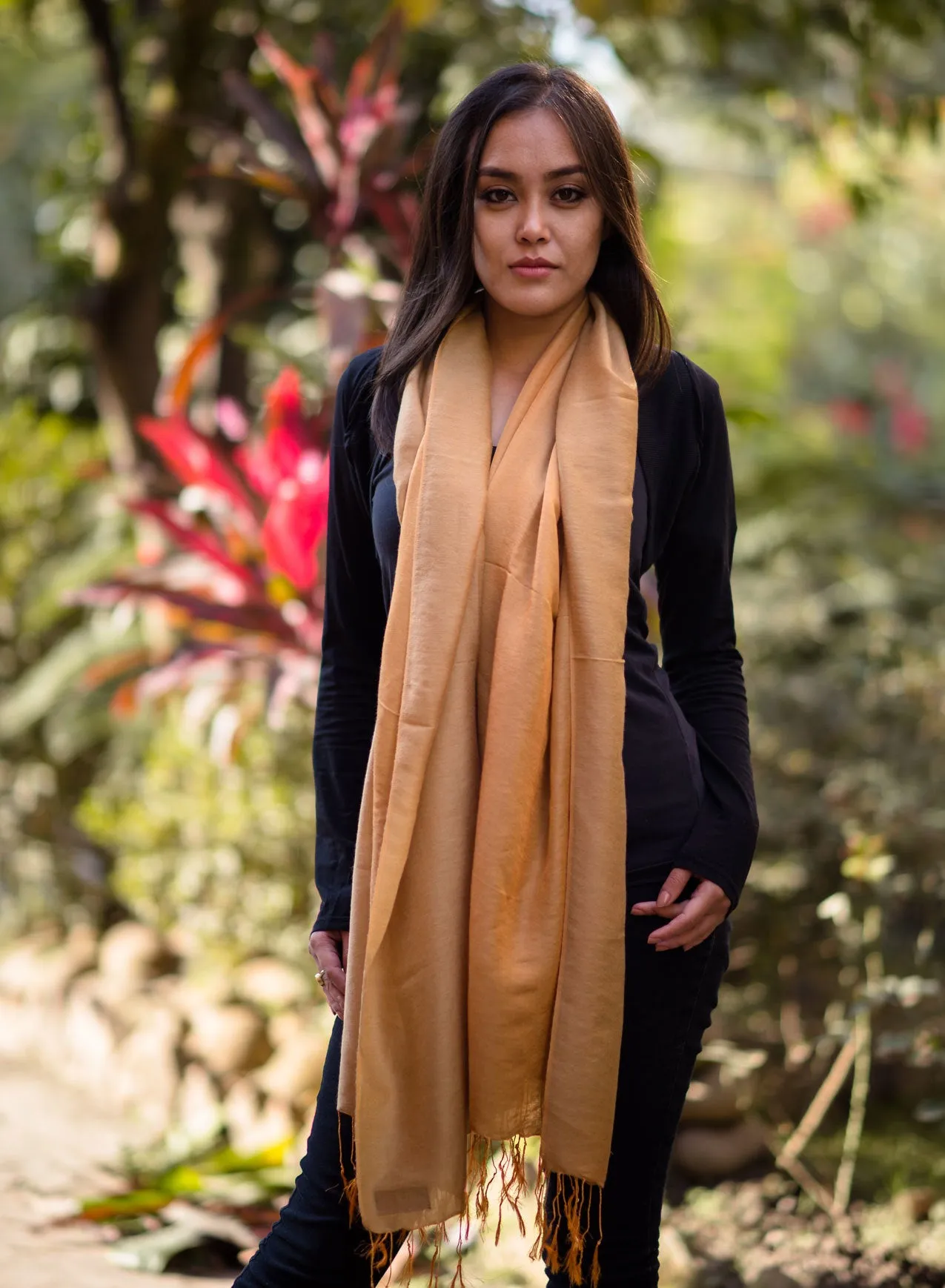 Silky Water Pashmina Shawl-Honey