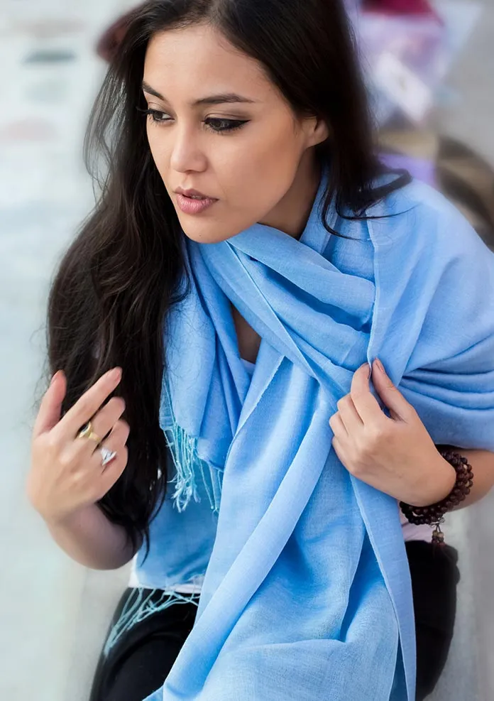 Silky Water Pashmina Shawl Sky Blue