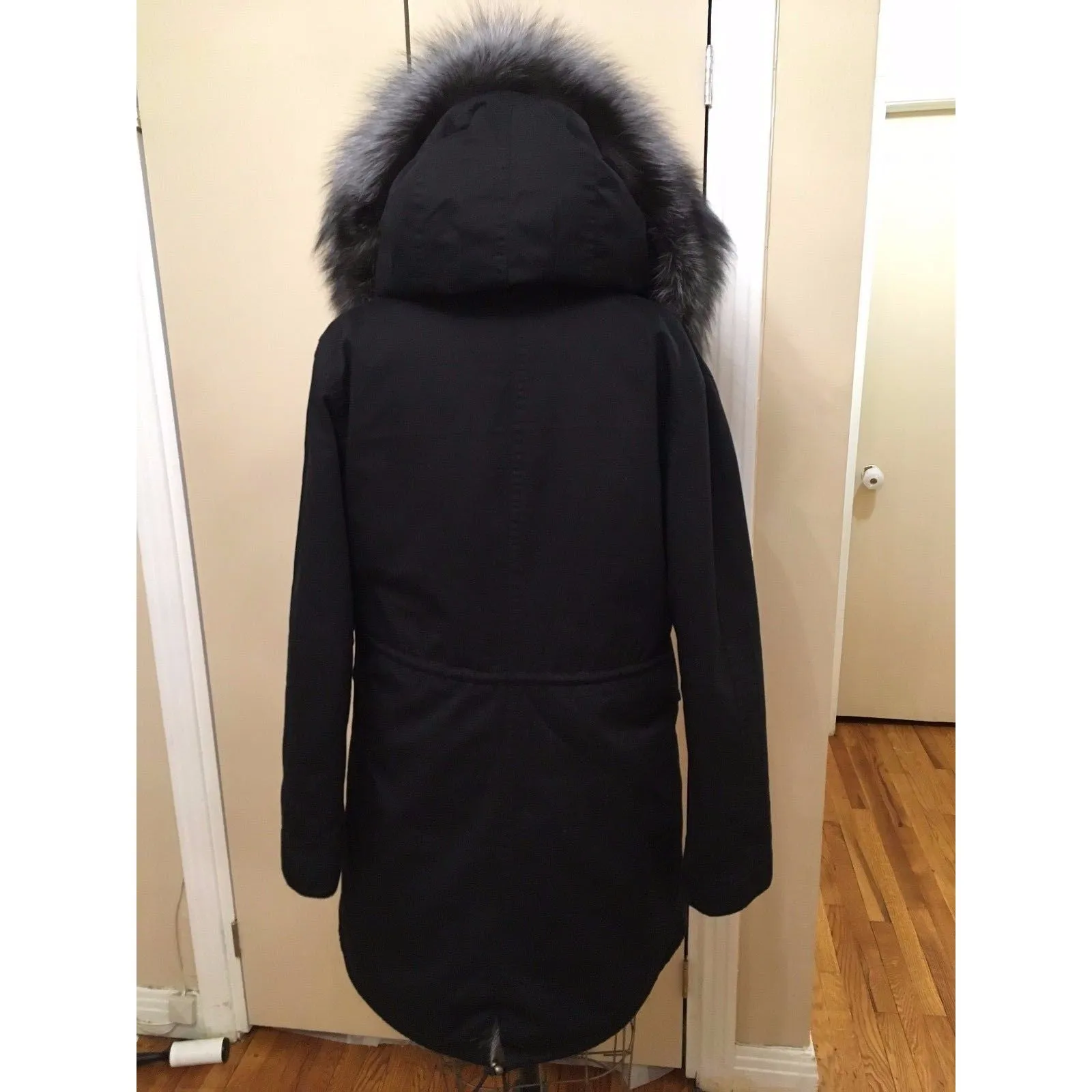 Silver Fox Fur Black Parka