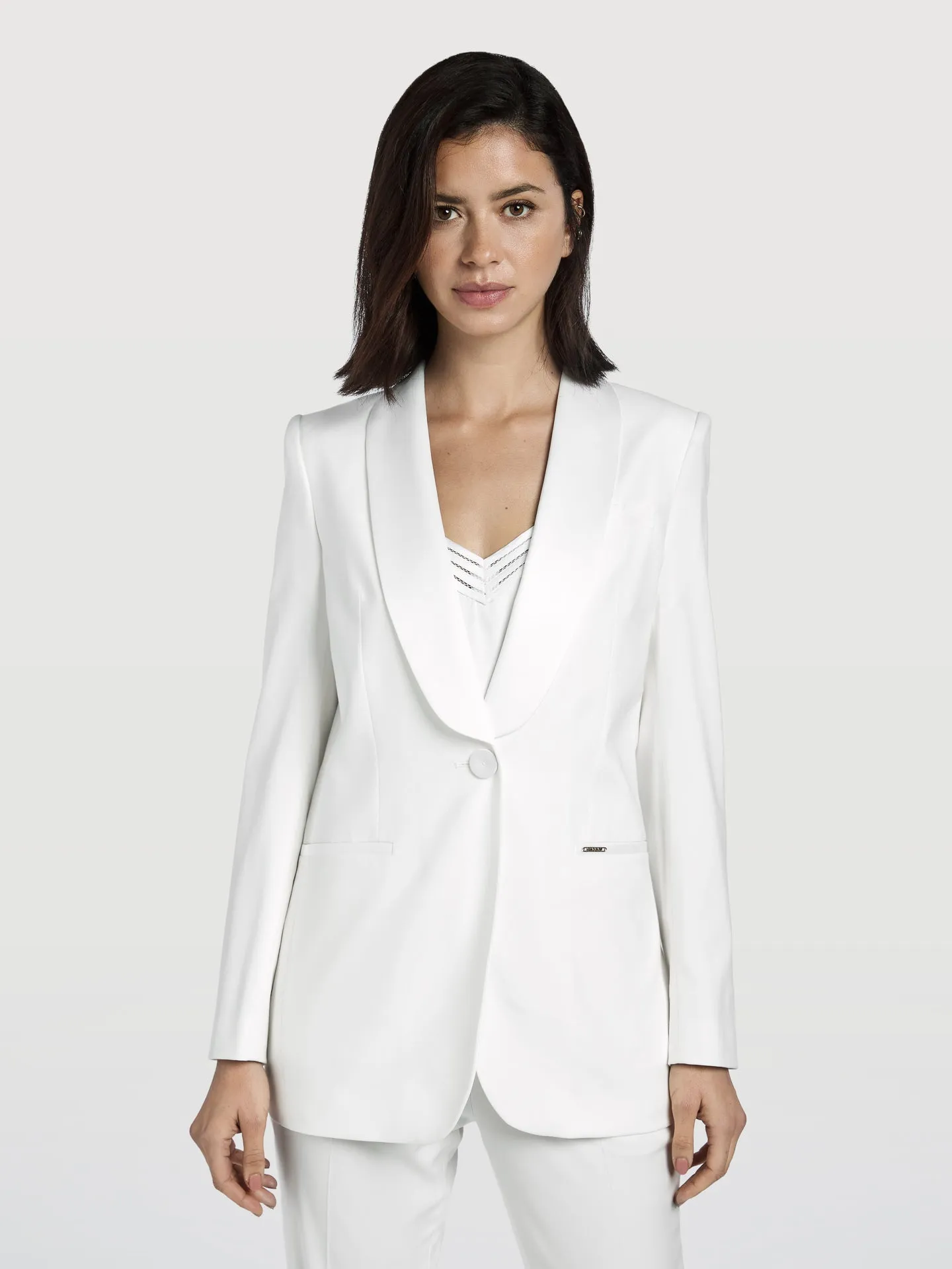 Slim Fit White Tuxedo Blazer