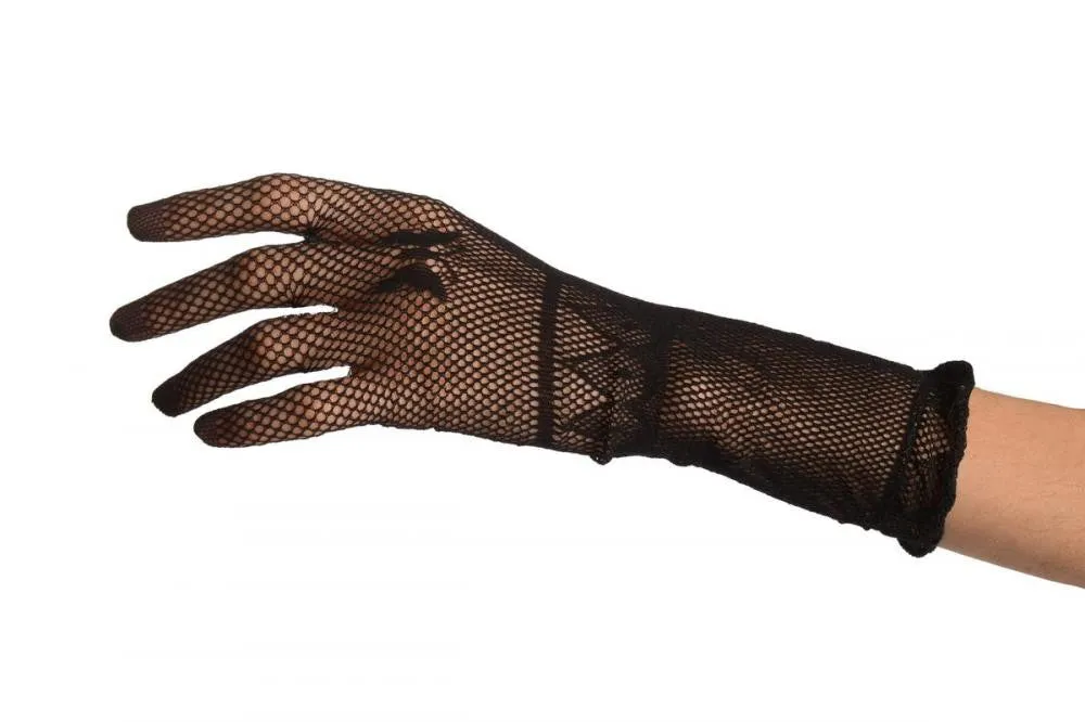 Small Hands Black Fishnet Butterfly Gloves