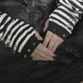 Spiked & Striped Fingerless Gloves