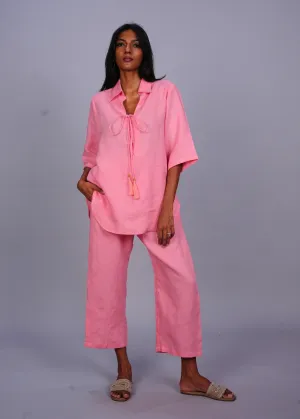 Tassel Tunic - Guava Linen