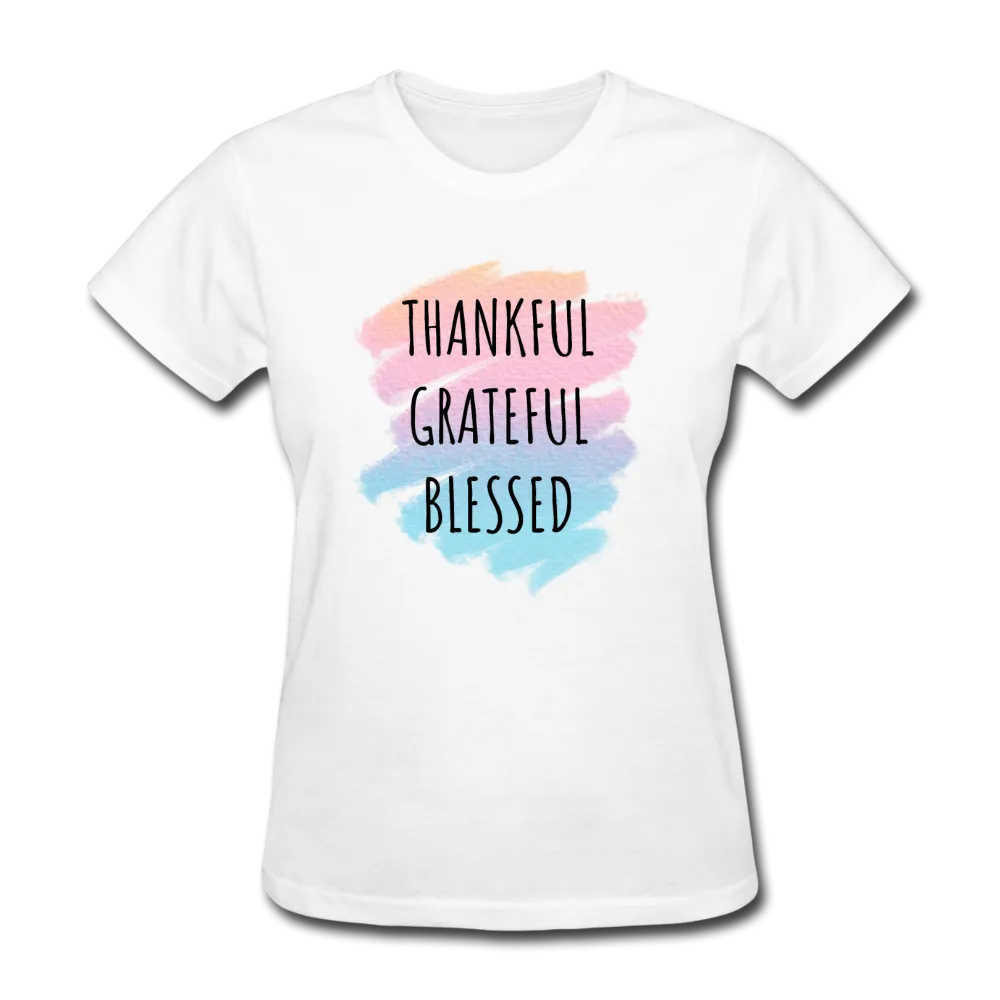 Thankful Grateful Blessed Women's Inspirational T-Shirt