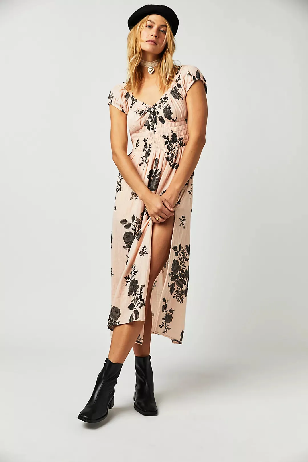 The Forget Me Not Midi Dress by Free People - Peach