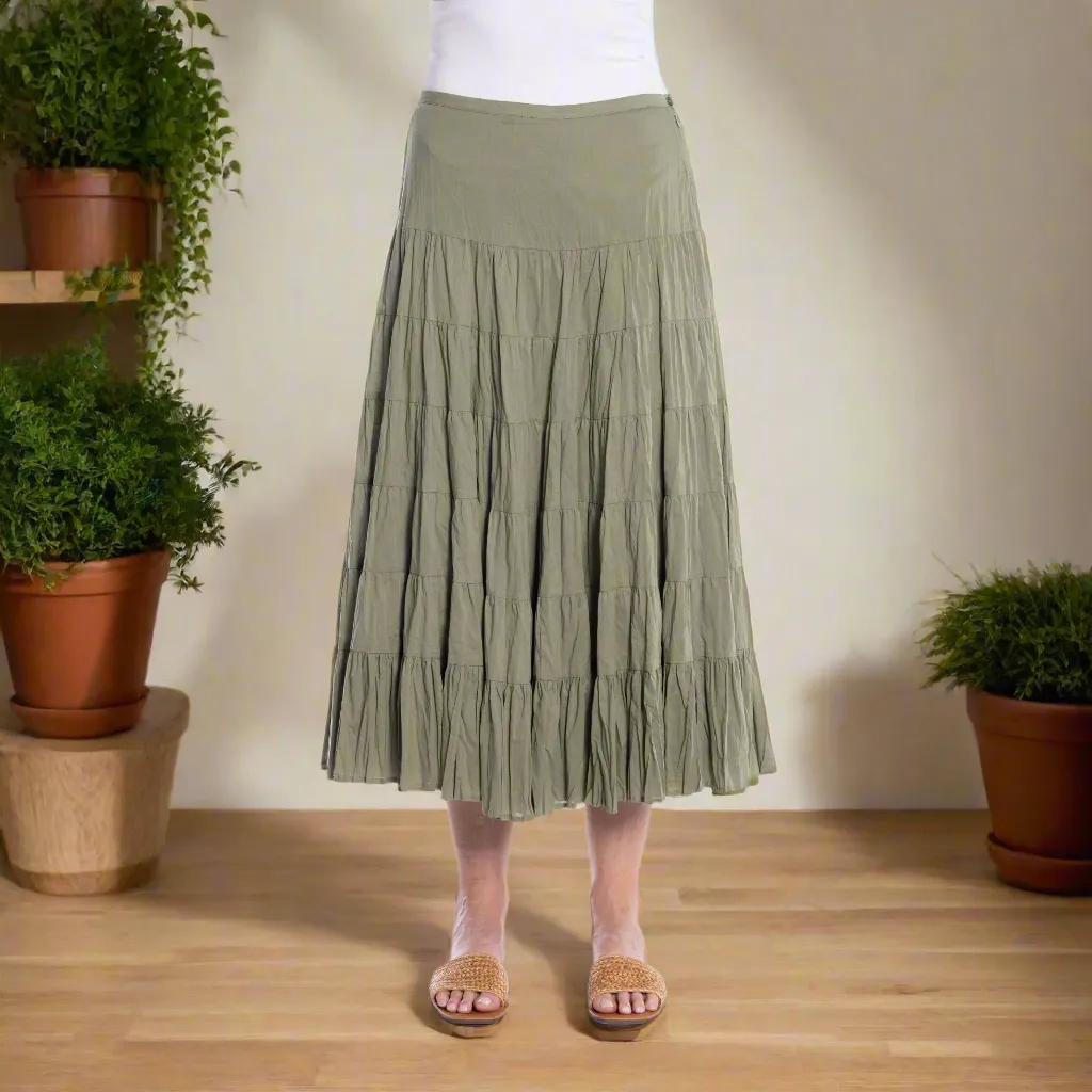 Tiered Skirt by  Café Latte - Khaki