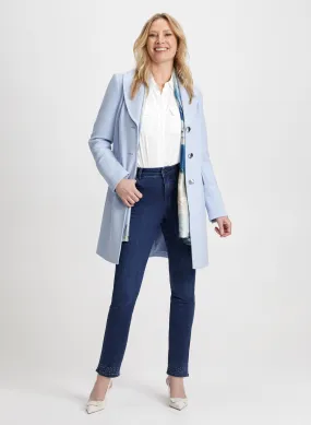 Tricotine Coat & Button-Down Blouse