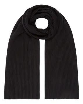 Unisex Short Ribbed Cashmere Scarf Black