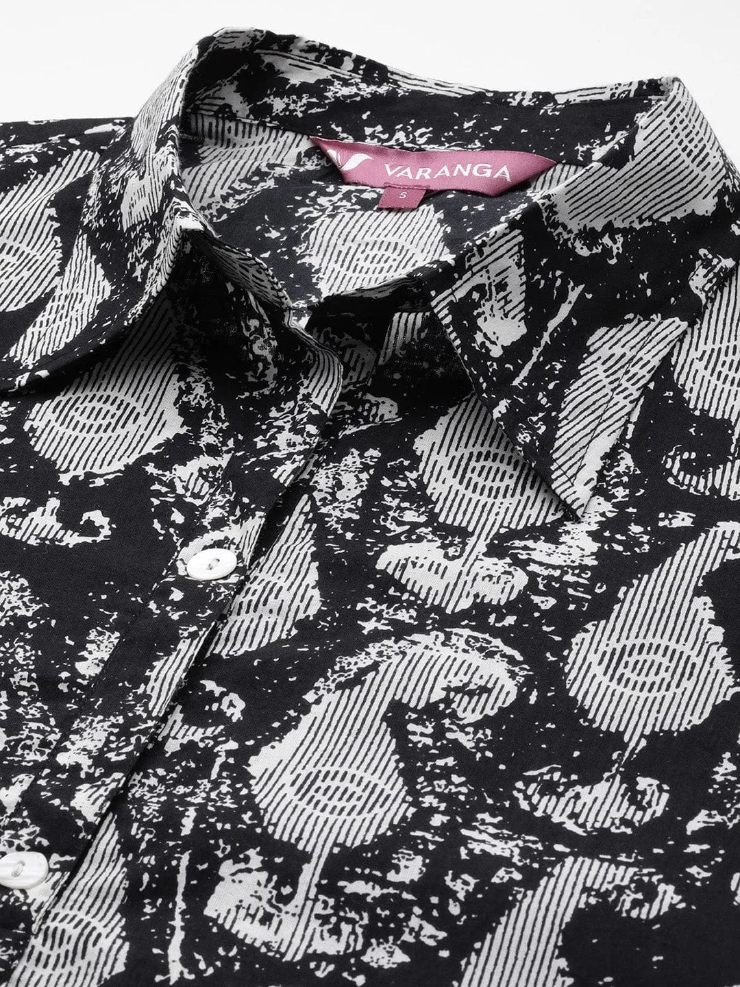 Varanga Women Black And White Paisley Printed Cotton Co-Ords