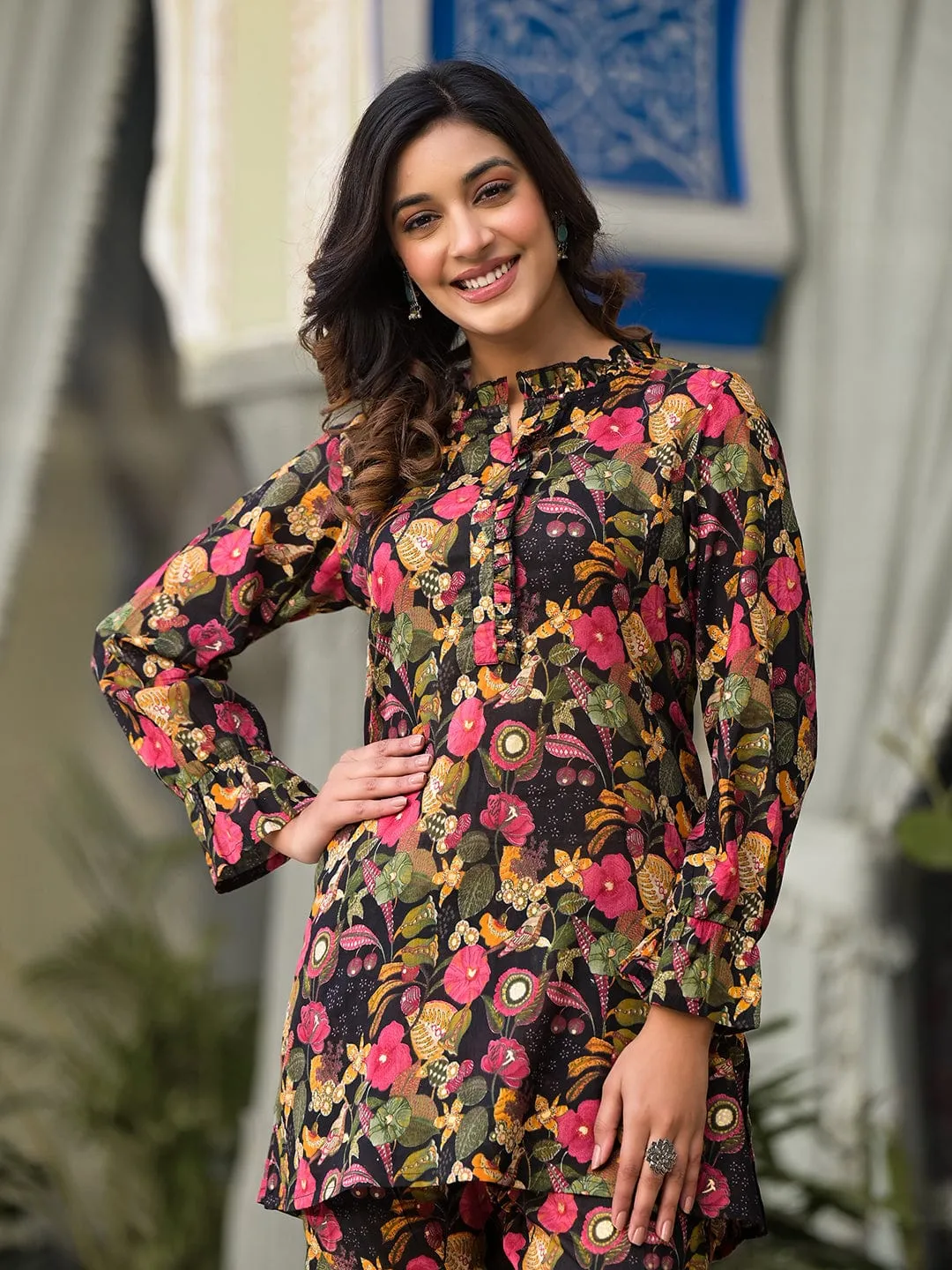 Varanga Women Black  Floral Printed Co-Ord Set