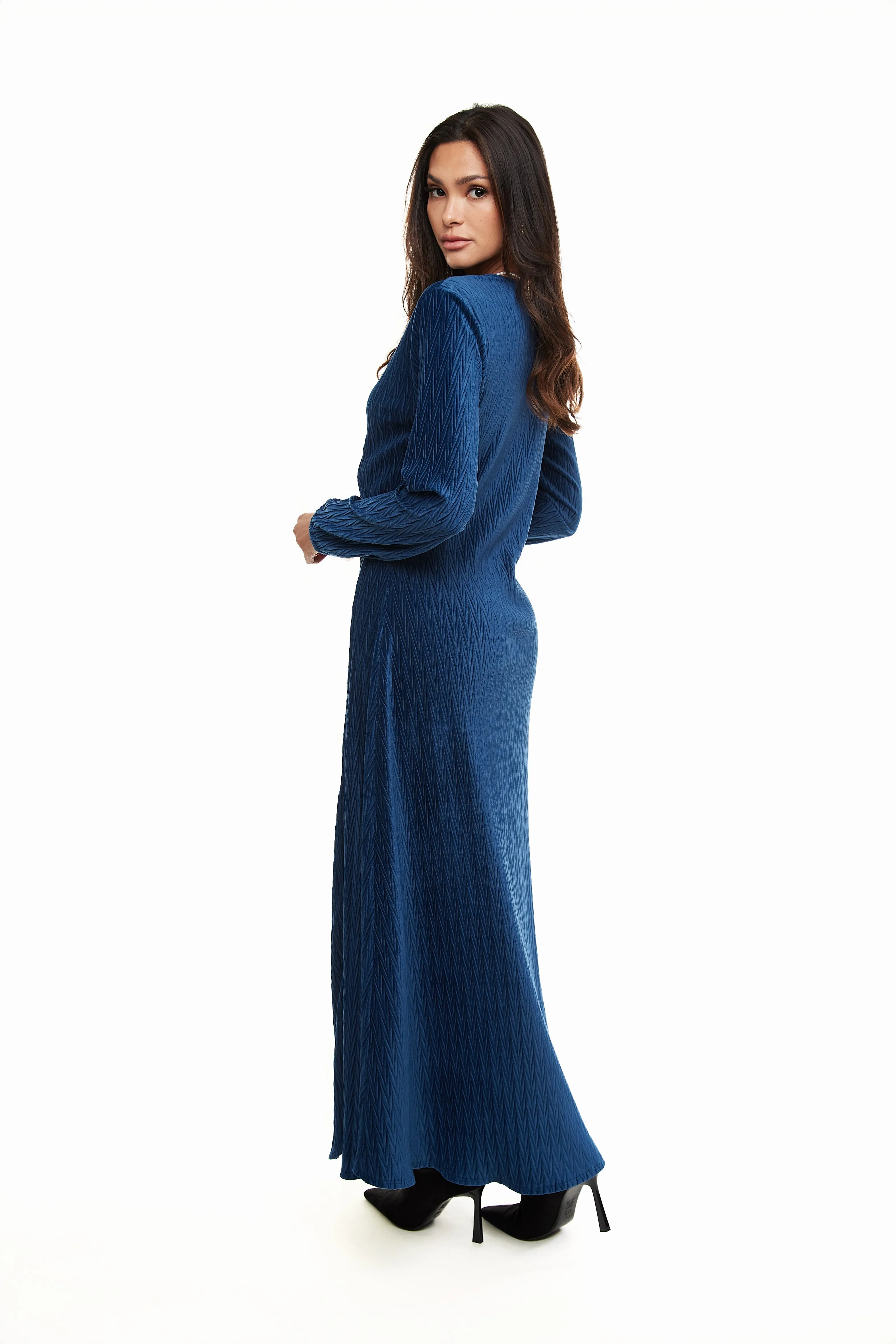 VELVET SIDE TIE MAXI DRESS