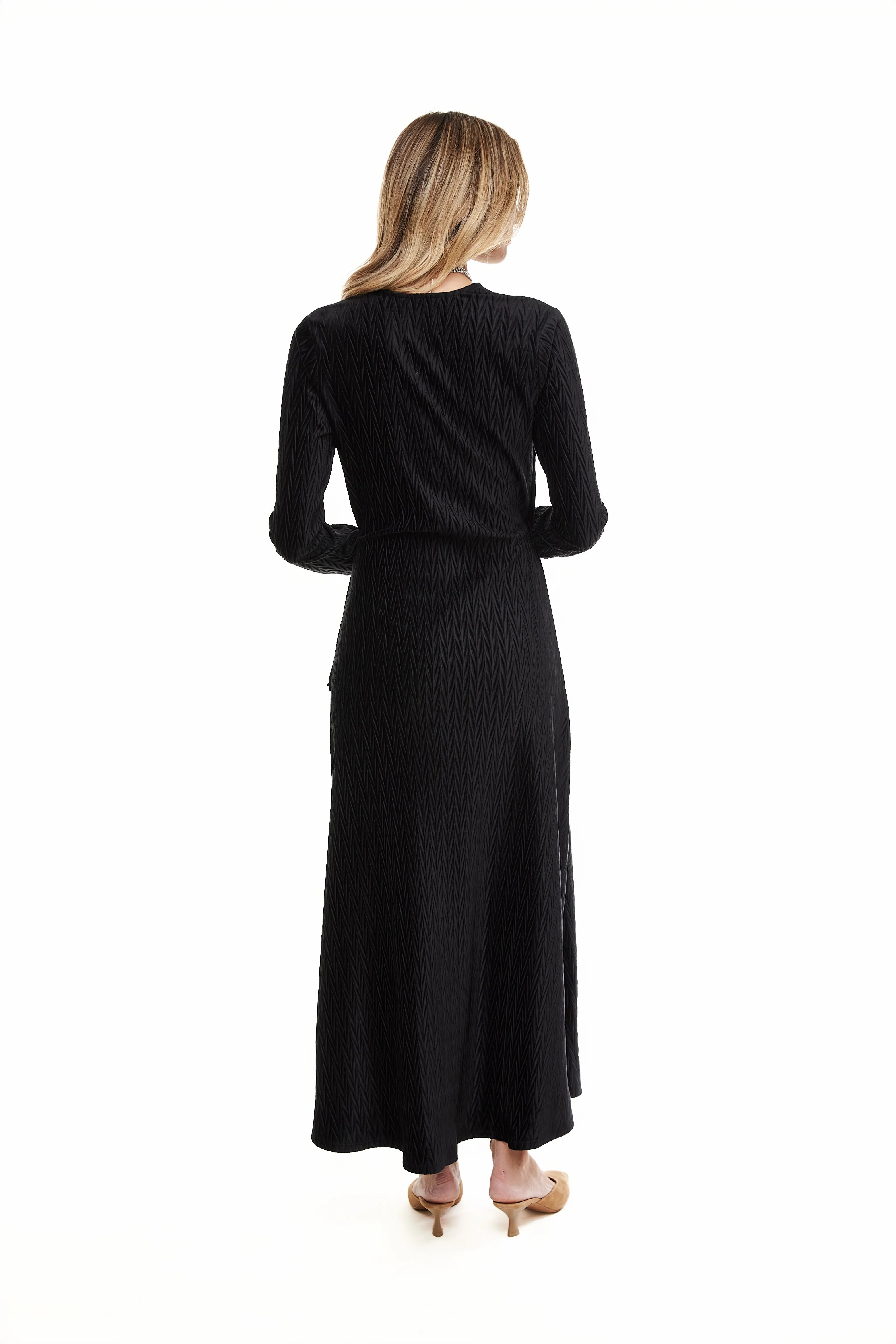 VELVET SIDE TIE MAXI DRESS