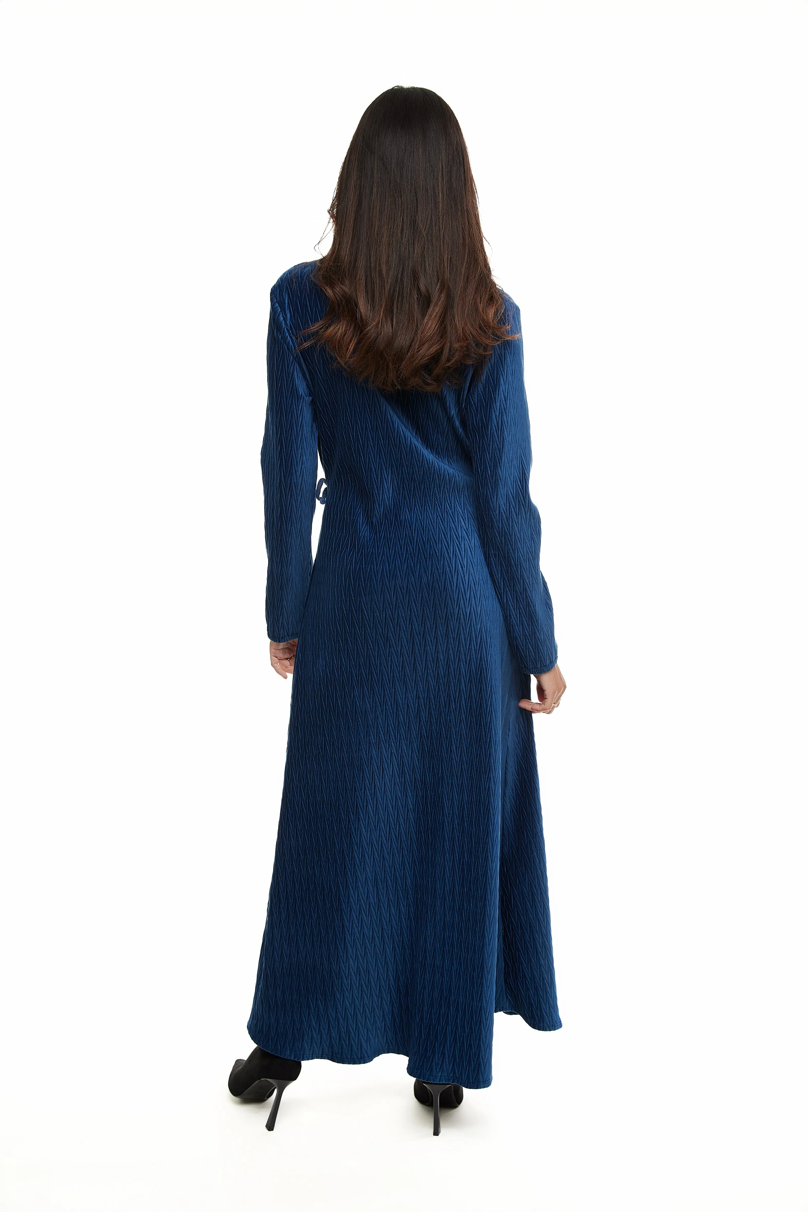 VELVET SIDE TIE MAXI DRESS