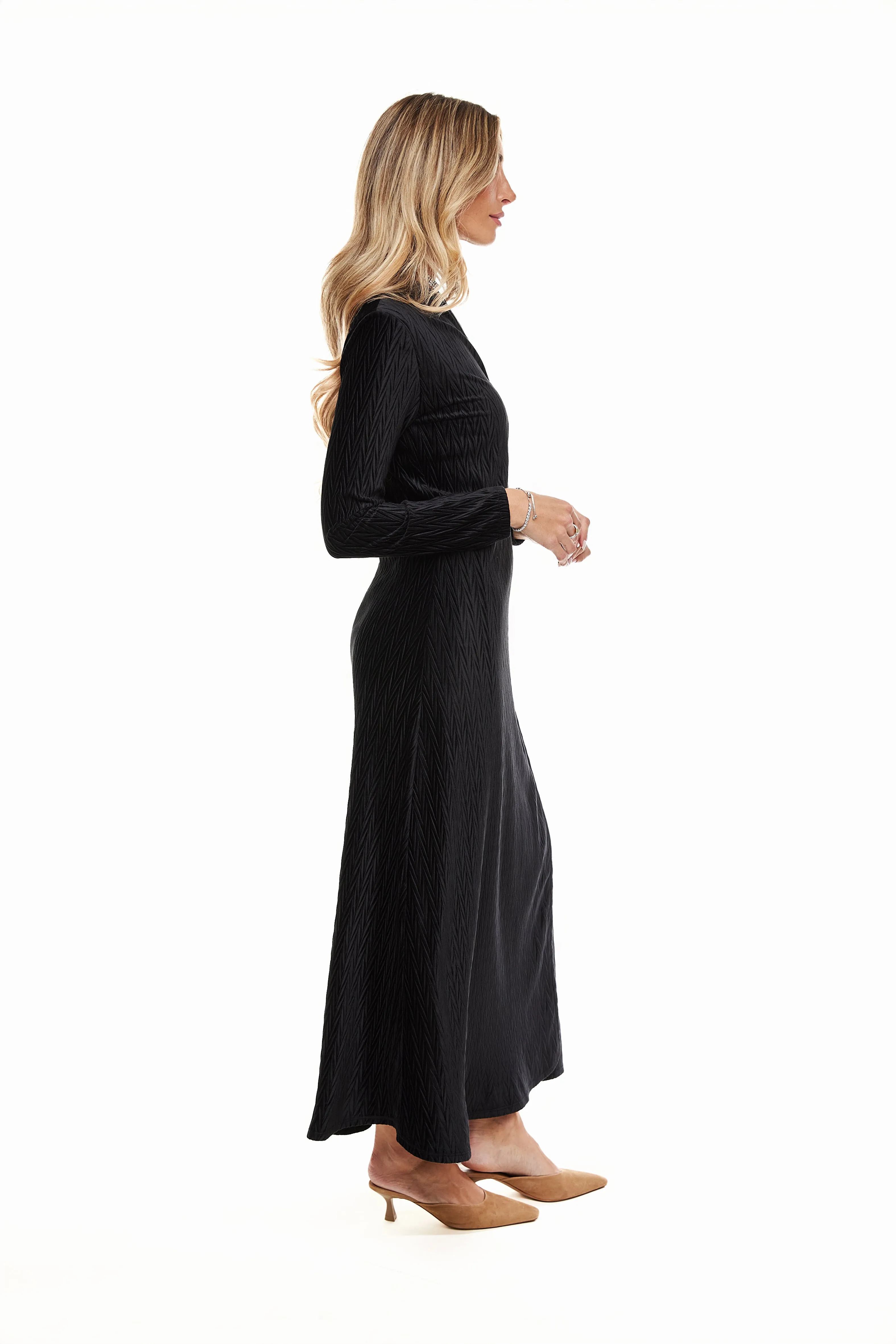 VELVET SIDE TIE MAXI DRESS