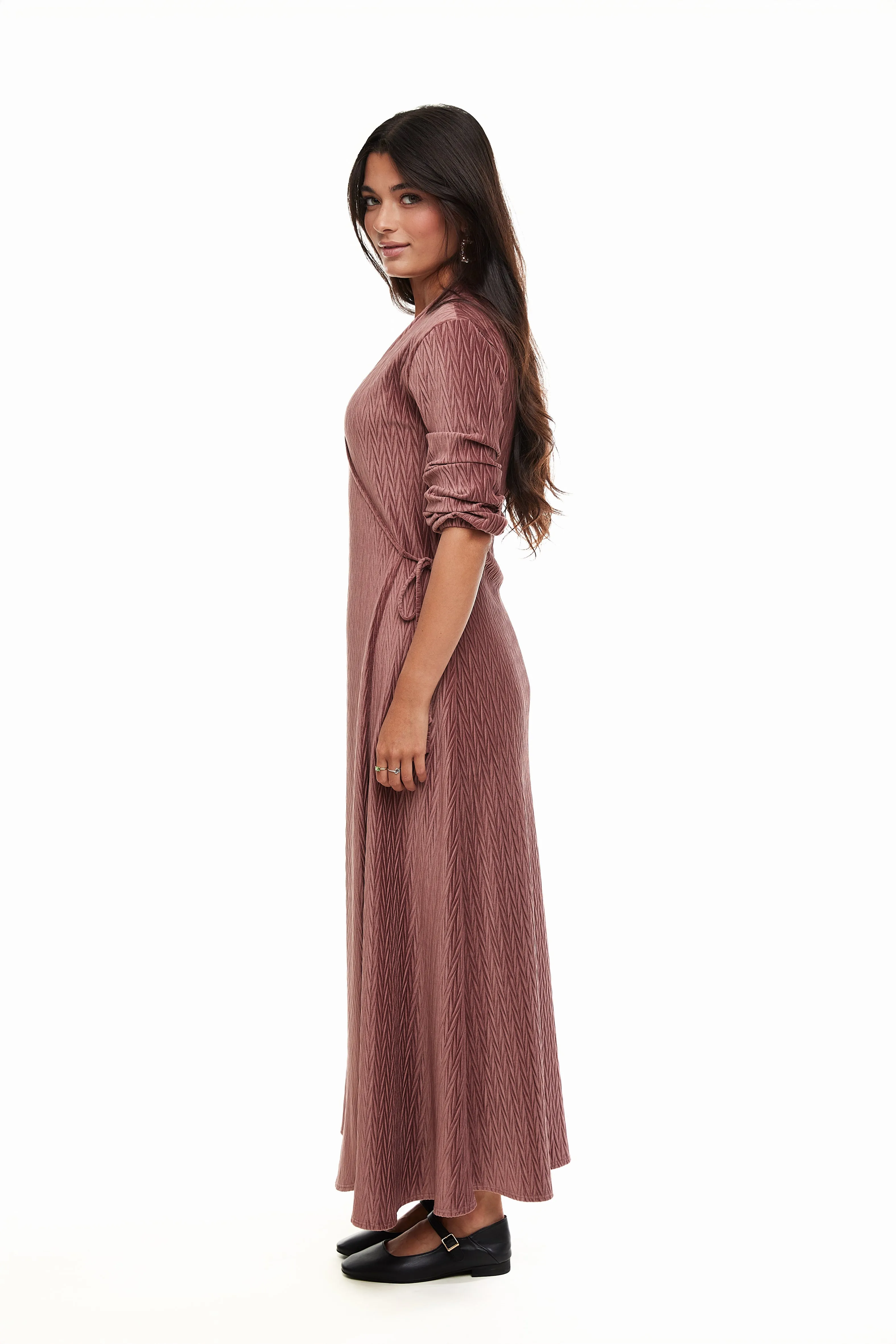 VELVET SIDE TIE MAXI DRESS