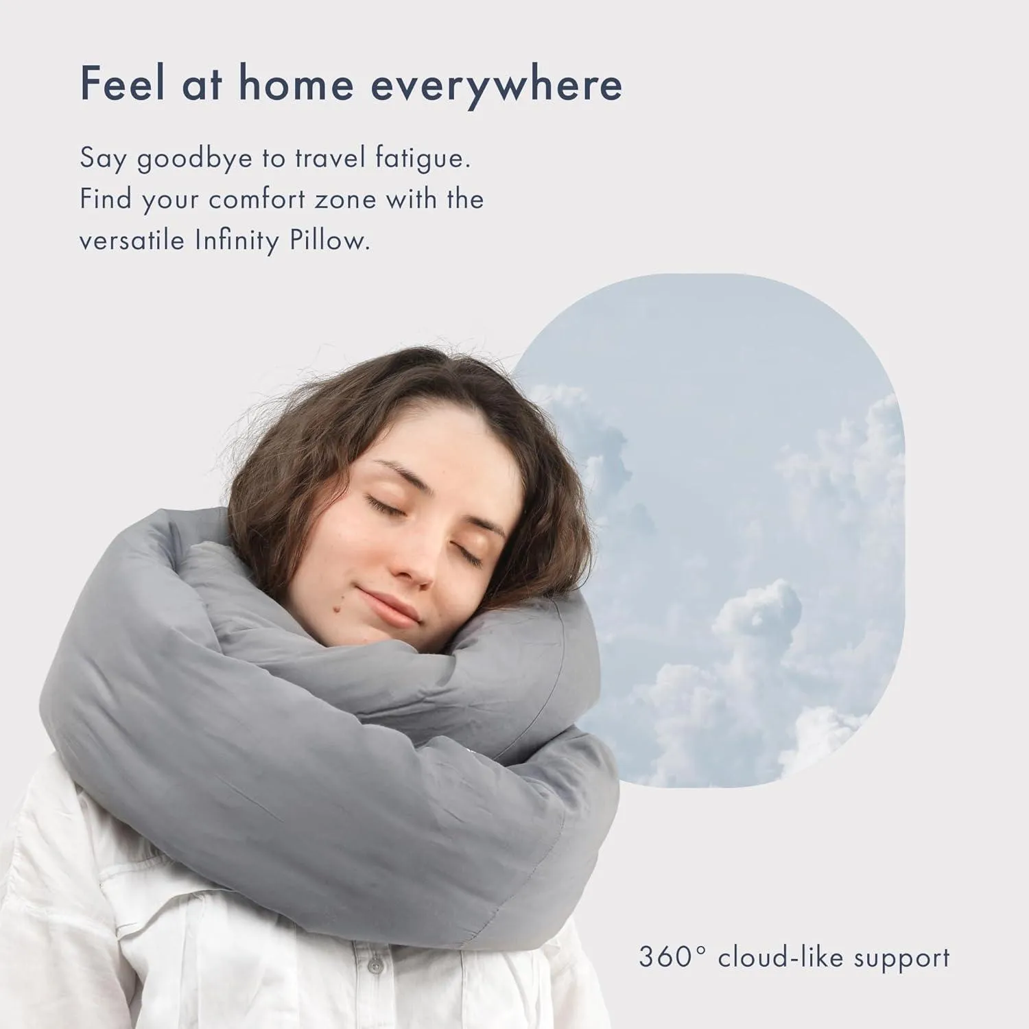 Versatile Soft Neck Support Scarf Travel Pillow, Grey