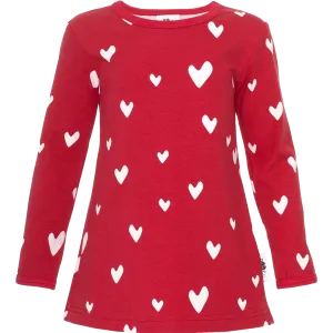 VIENO Long Sleeve Tunic - Hearts in Red