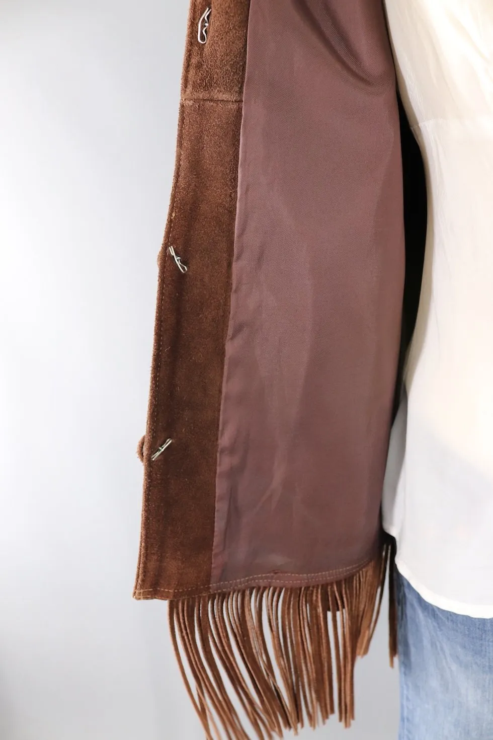 Vintage Dark Brown Suede Fringed Jacket