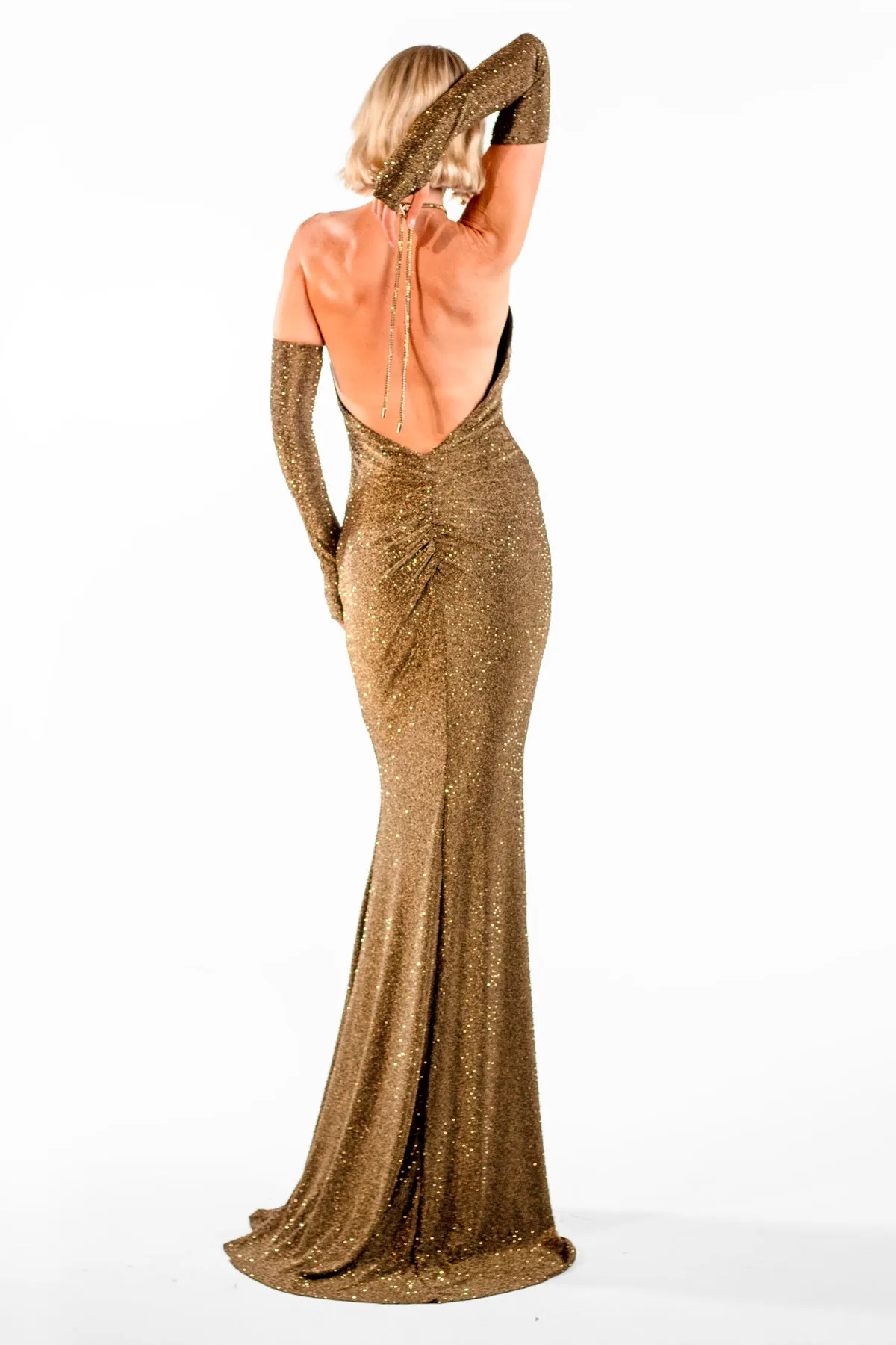 Violeta Bronze Halte Maxi Gown