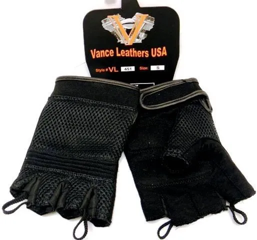 VL451 Mesh Fingerless Gloves with Heavy Duty Gel Suede Palm and Pull Tabs