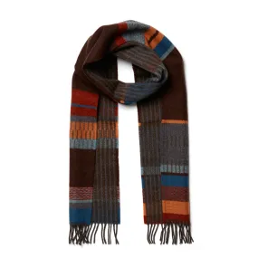 Wallace Sewell LAMBSWOOL STRIPE SCARVES  -Strathay - Cinder DARK