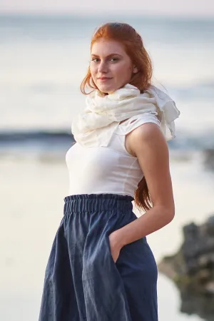 White Linen Scarf