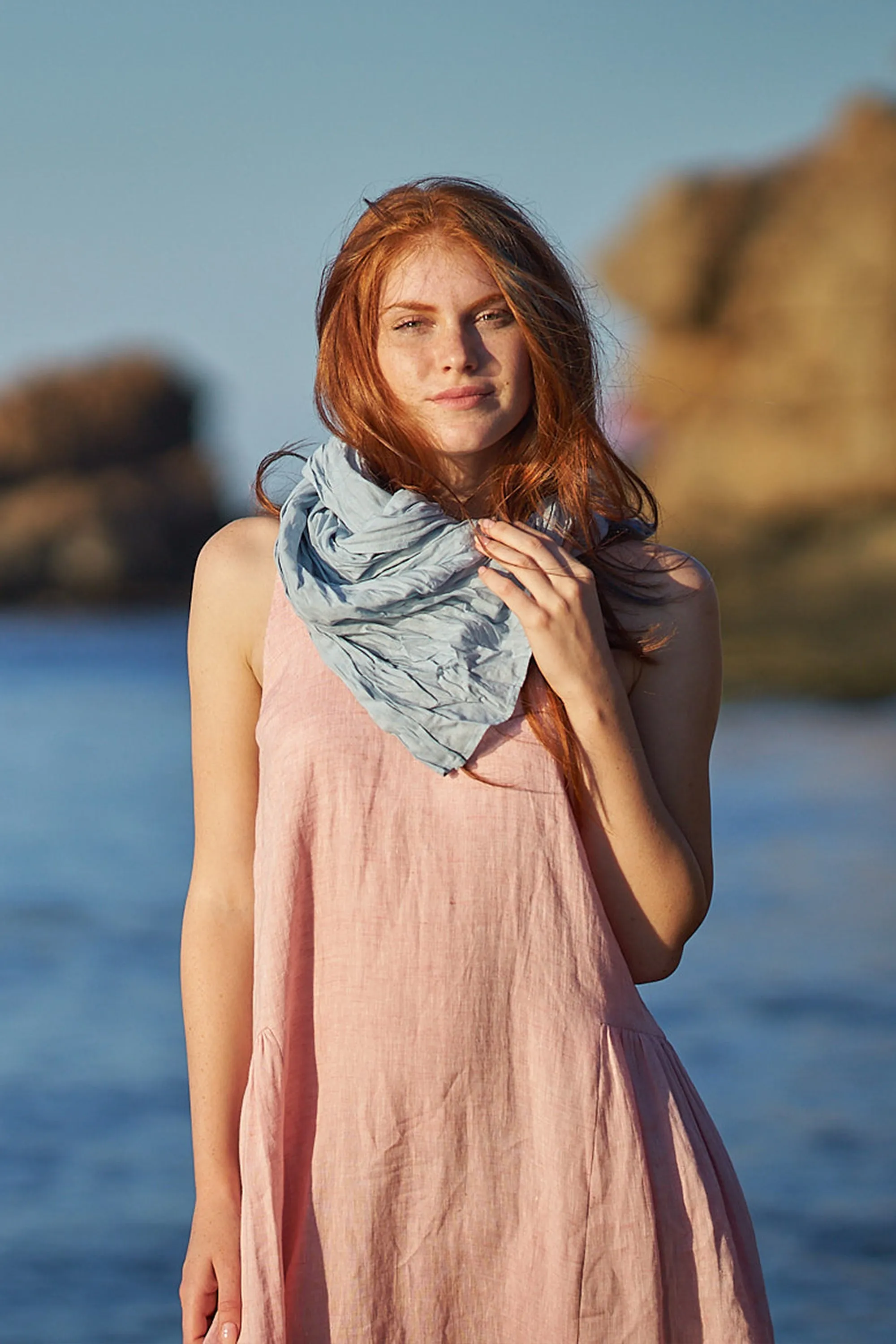 White Linen Scarf