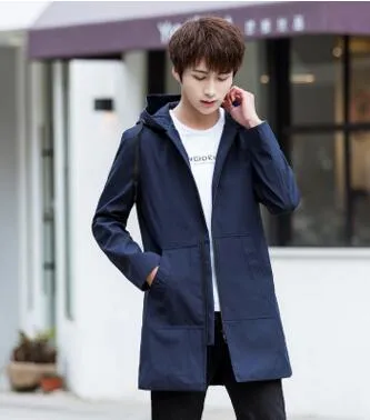 Winter Men Hooded Slim Korean Parka Hombre long Jacket