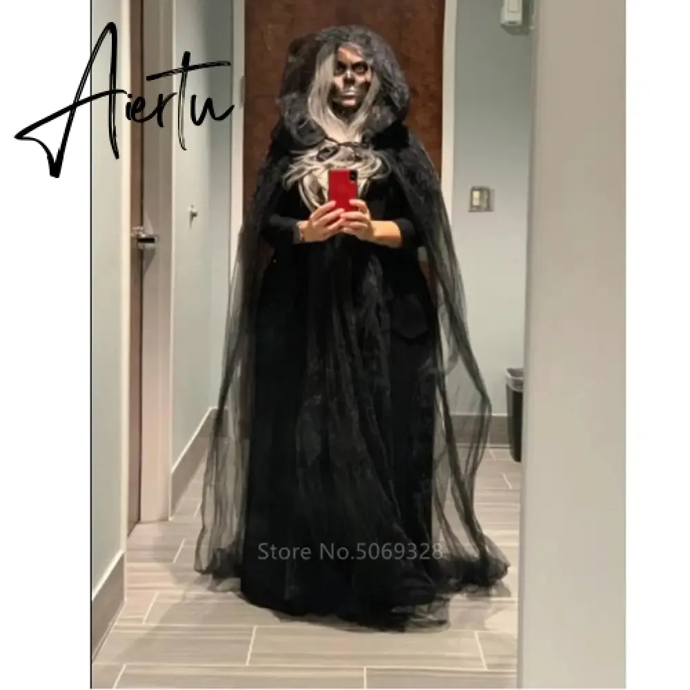 Witch Women Scary Zombie Vampire Halloween Costume Horror Spooky Ghost Sexy Dress Colak Medieval Hooded Cape Day Of The Dead