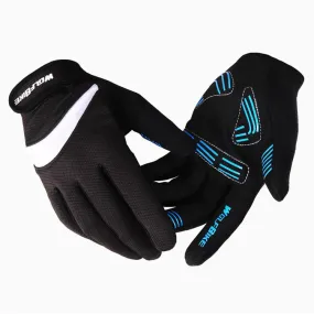 WOLFBIKE Black White Cycling Full Finger Gloves