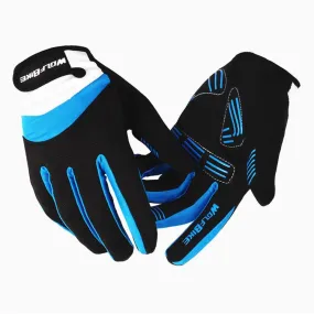 WOLFBIKE Blue White Cycling Full Finger Gloves