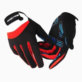 WOLFBIKE Red White Cycling Full Finger Gloves