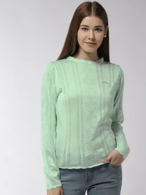 Women Solid Teal Pullover