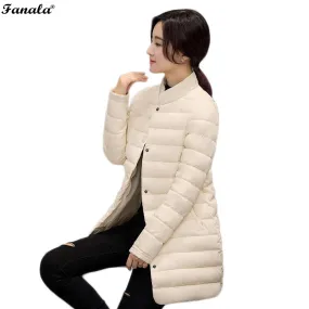 Women Winter Jacket Thin Winter Coat Women Parka 2018 Fashion Medium-long Stand Collar Down Cotton-padded Women Tops Outerwear