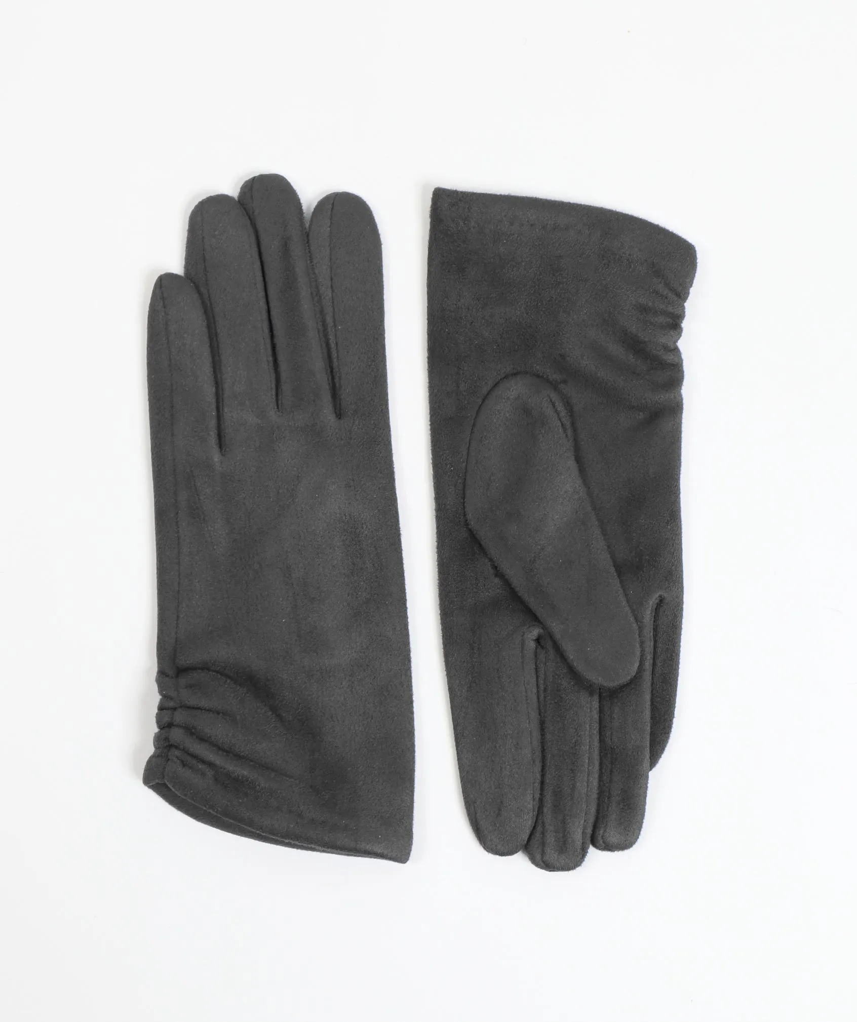 Womens Charcoal Suede Gloves