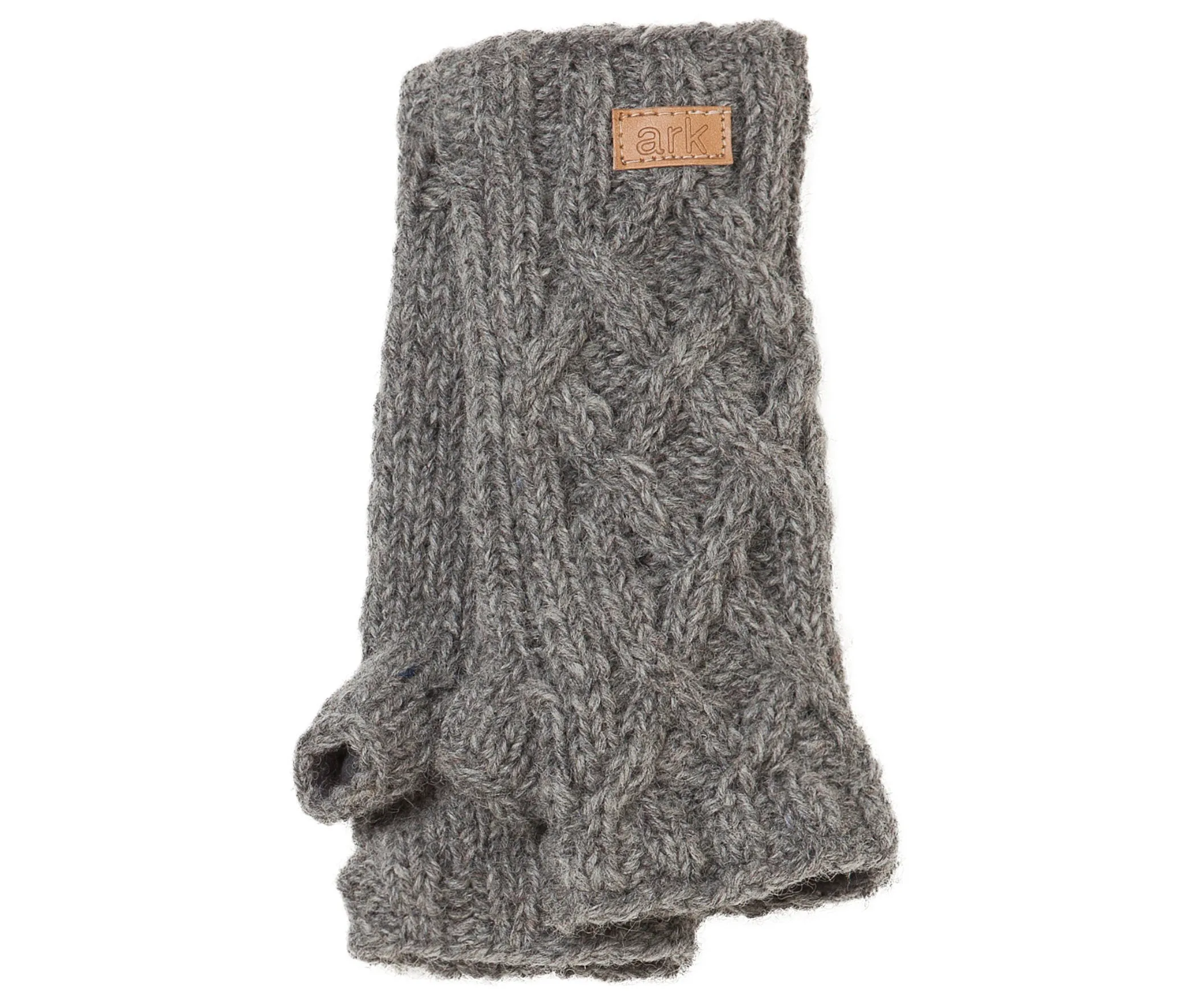 Women's hand warmers, Grey Honeycomb Wool Hand Warmers, Cable Knit, Fleece lined inside