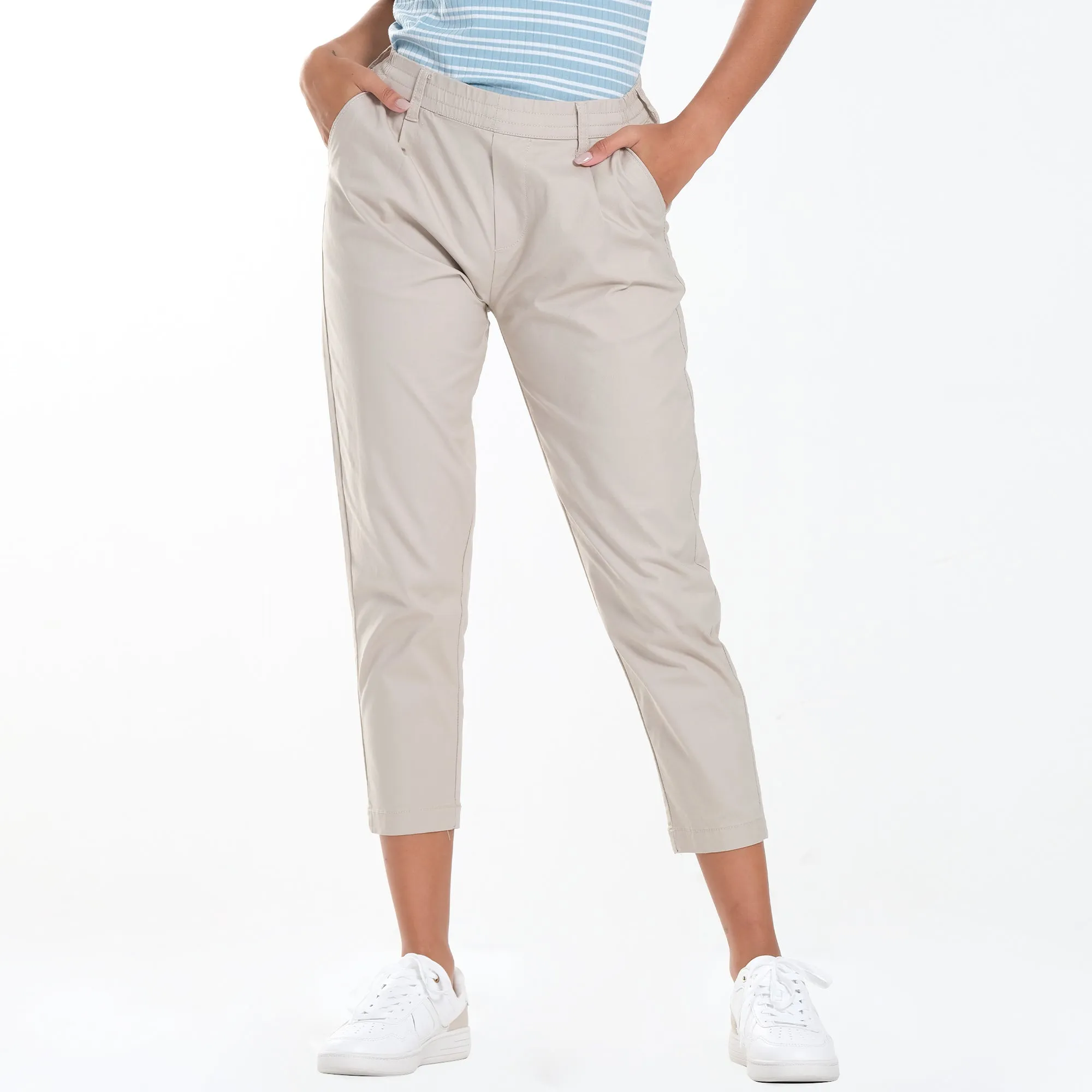 WOMENS TROUSERS IN STRETCH CANVAS