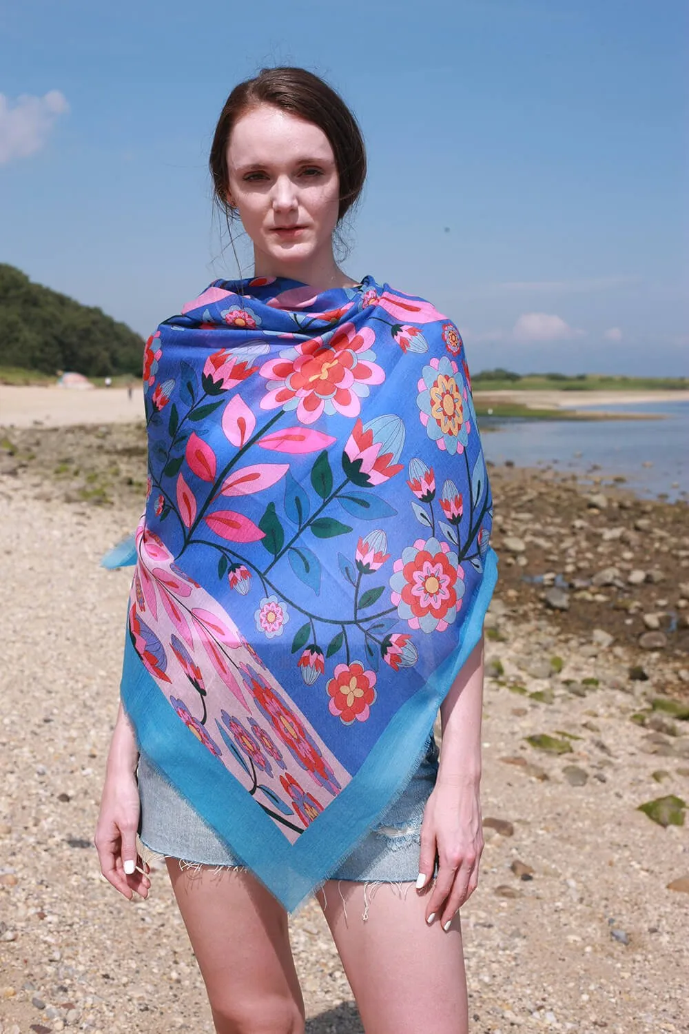 Wool Shawl Of Flower Imagination