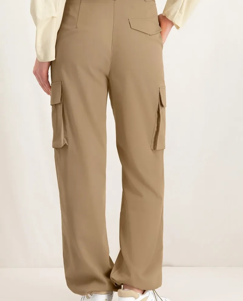 Yaya Tannin Brown Wide Cargo Trousers