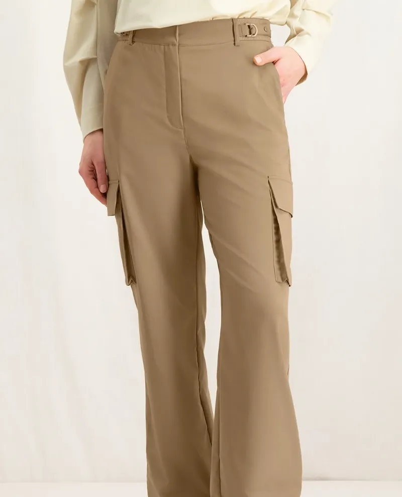 Yaya Tannin Brown Wide Cargo Trousers